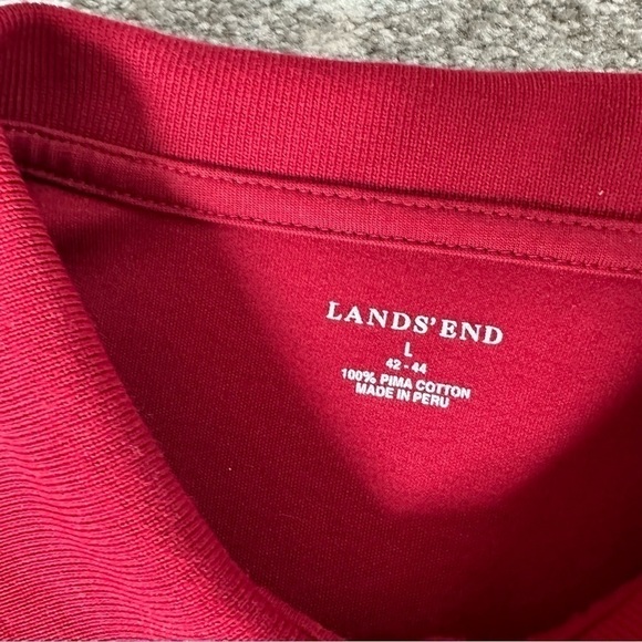 Lands’ End Maroon Red Long Sleeve Polo Shirt - Picture 2 of 3
